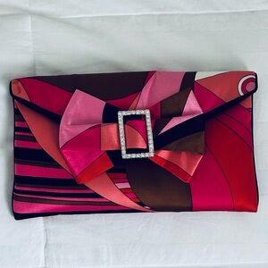 Elegant Pink Red Multi Color Clutch